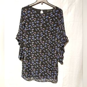 Ark & Co EUC Dress, Medium,  Black with Multi Colored Pattern, Flutter Sleeves